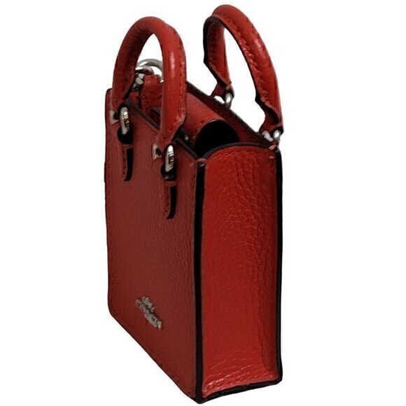 Coach Leather Mini Tote North South Red Bag Charm Keyring - Picture 6 of 9